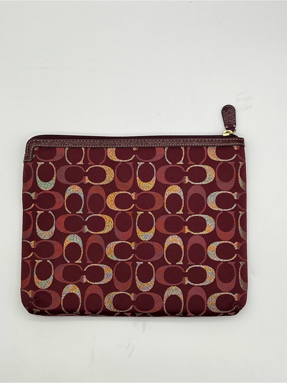 Coach Burgundy Signature Jacquard Padded iPad Tablet Sleeve - Picture 2 of 13